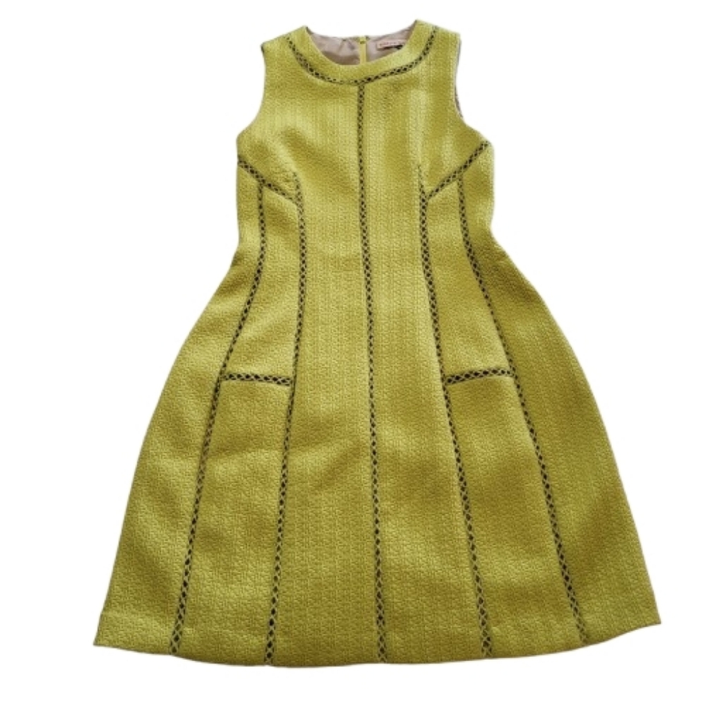 Rebecca Taylor‎ Sleeveless Dress Yellow Chartreuse Textured Sheath Spring Size 2
